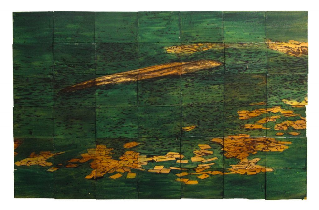 Point of Return Project: The Anchestor 2016 Mixed media on wasted wood 31 x 19 x 2 in