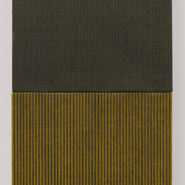 Untitled, Turkey Umber, Green Gold 2019 2 Panels, oil paint on portrait linen 16 x 8.75 in