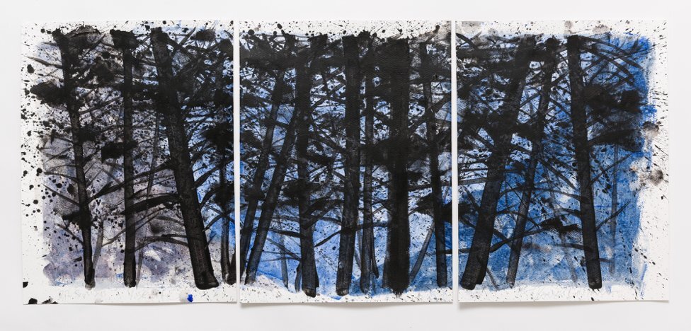 Pine Forest 2015 Watercolor on paper 16 x 36 in (each: 16 x 12)
