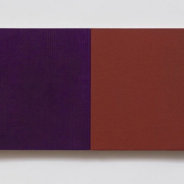 Untitled, Greens, Purples, Eng Red 2019 6 Panels, oil paint on linen and portrait linen 14.75 x 77 in